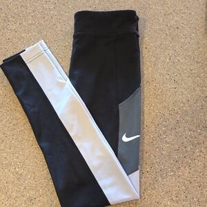 Nike Kids Black, Gray and White Colorblock Leggings